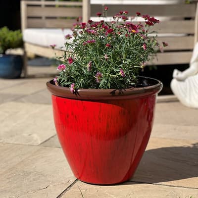 48cm Running Glaze Planter - Red