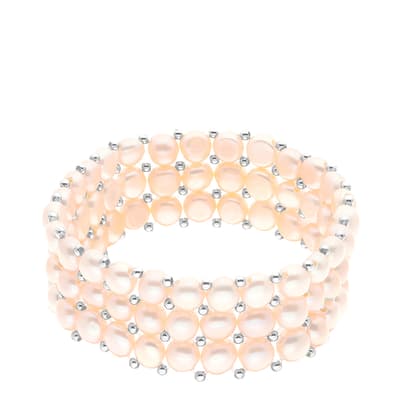 Silver/Pink Trio Cultured Freshwater Pearl Bracelet