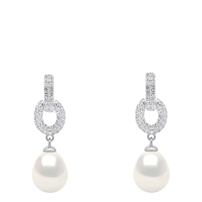 Silver/White Cultured Freshwater Pearl Earrings