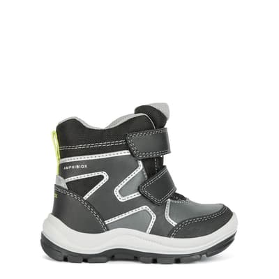 Black & Grey Flanfil Baby Snow Boots 