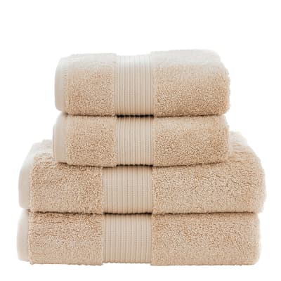Bliss Pima 4 Piece Towels Bale, Biscuit
