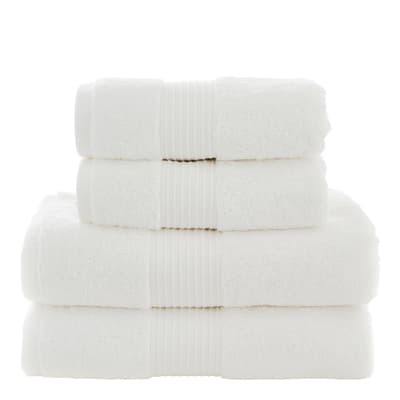 Bliss Pima 4 Piece Towels Bale, White