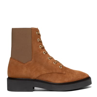 Almond Suede Henley Lace Up Ankle Boot