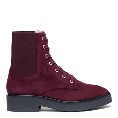 Burgundy Suede Henley Lace Up Ankle Boot