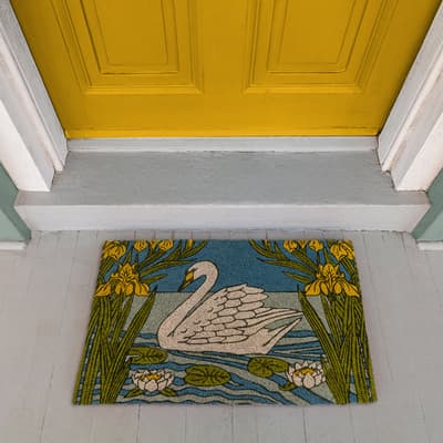 Victoria and Albert Museum Swan and Iris Large Coir Doormat