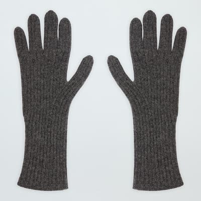 Men's Charcoal Cashmere Ribbed Gloves