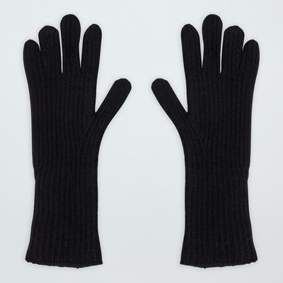 Men's Black Cashmere Ribbed Gloves