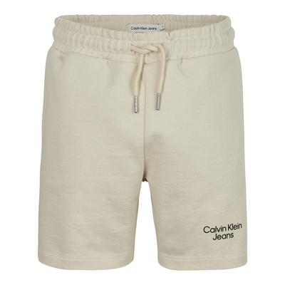 Boy's Khaki Logo Print Cotton Shorts