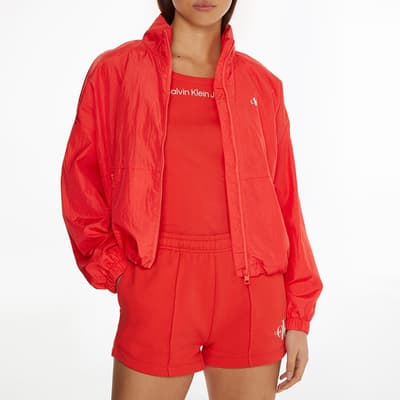 Red Packable Logo Jacket