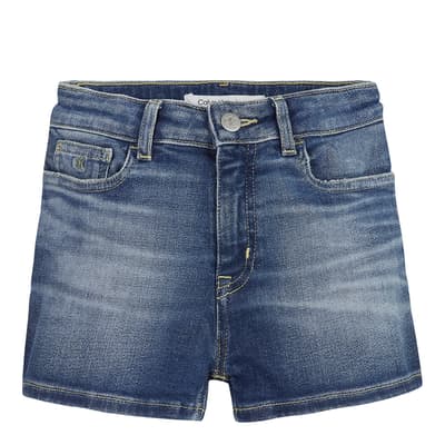 Girl's Blue Wash Relaxed Denim Shorts