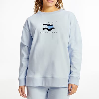 Blue Flag Detail Relaxed Fit Hoodie