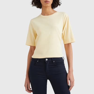 Yellow Embroidered Cotton T-Shirt
