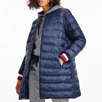 Navy Quilted Longline Jacket