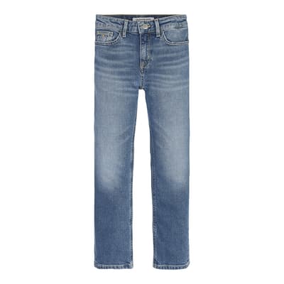 Girl's Mid Blue Relaxed Stretch Jeans