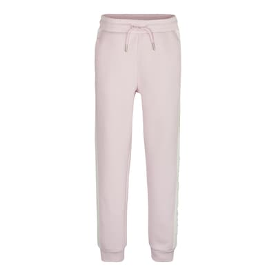 Girl's Pink Contrast Trims Cotton Joggers