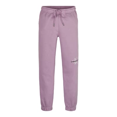 Girl's Dusty Pink Side Logo Cotton Joggers