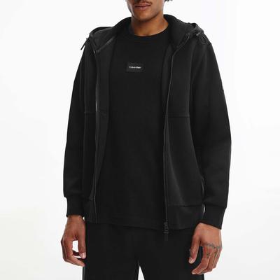 Black Zip Through Cotton Blend Hoodie