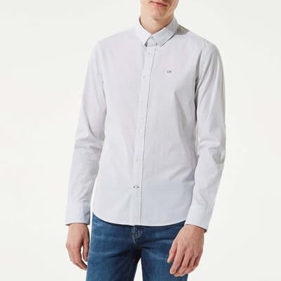 White Micro Print Cotton Blend Shirt
