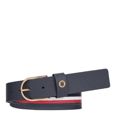Navy Classic Leather Belt