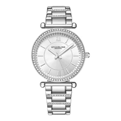 Women's Silver Crystal Studded Watch