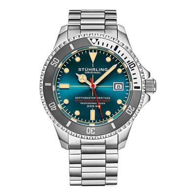 Men's Silver/Teal/Turquoise Watch