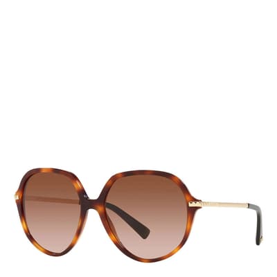 Women's Brown/Gold Light Havana Valentino Sunglasses 57mm
