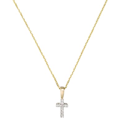 Gold Diamond Mini Cross Pendant Necklace
