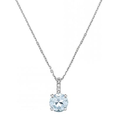 Silver Sapphire Blue Light Pendant Necklace