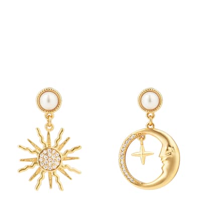 18K Gold To The Sun Moon And Stars Earrings