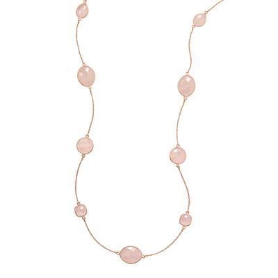 18K Rose Gold Pink Quartz Necklace