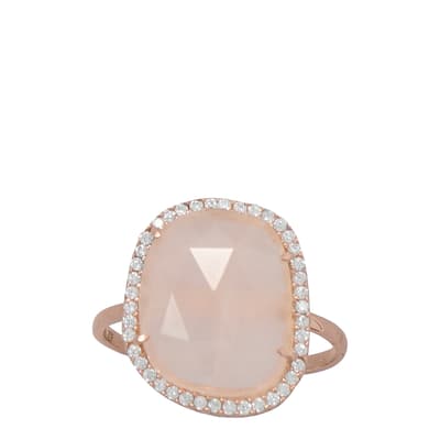 18K Rose Gold Pink Quartz Embellished Ring