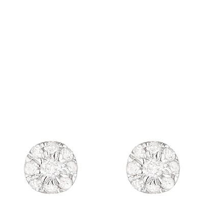 Silver Diamond Embellished Round Stud Earrings