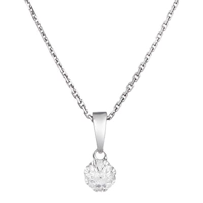 Silver Diamond Round Pendant Necklace