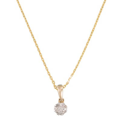 Gold Diamond Round Pendant Necklace