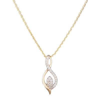 Gold Diamond Embellished Swirl Drop Necklace