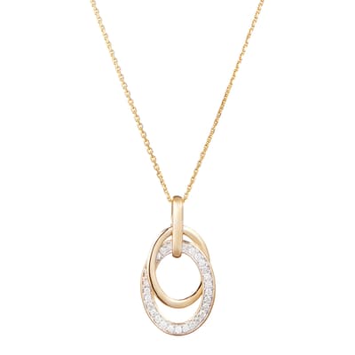 Gold Diamond Embellished Interlinked Hoop Pendant Necklace
