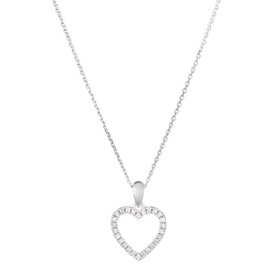 Silver Diamond Embellished Heart Pendant Necklace
