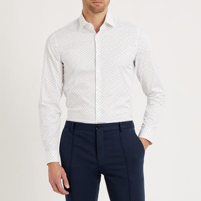 White Dot Slim Stretch Cotton Shirt