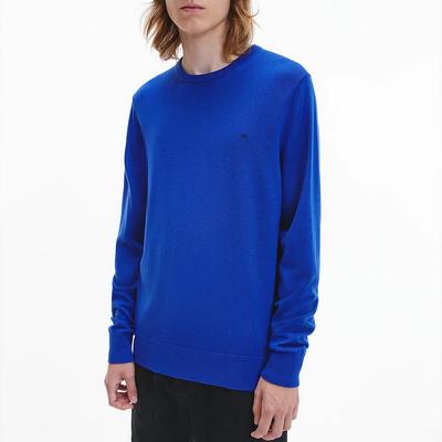 Blue Crew Neck Wool Jumper