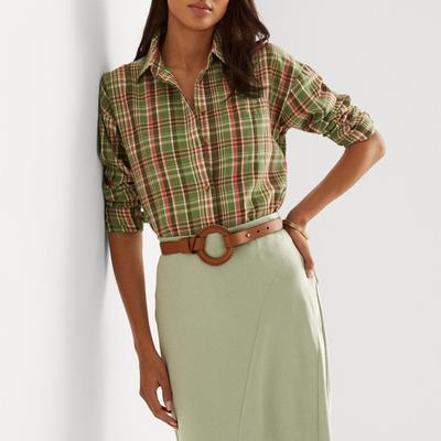 Green Check Print Cotton Shirt