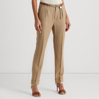 Camel Twill Cotton Blend Trousers