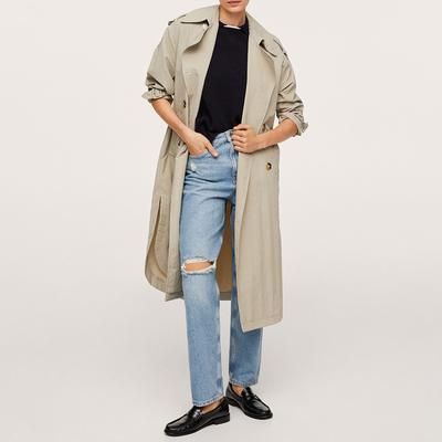 Beige Water Repellent Trench Coat