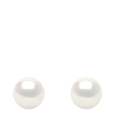 Yellow Gold/White Real Freshwater Pearl Round Earrings