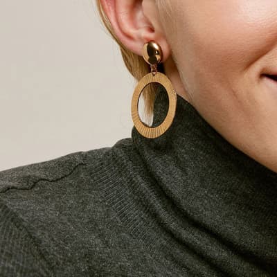 Gold Engraved Circle Earrings