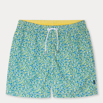 Blue Printed Swim Shorts