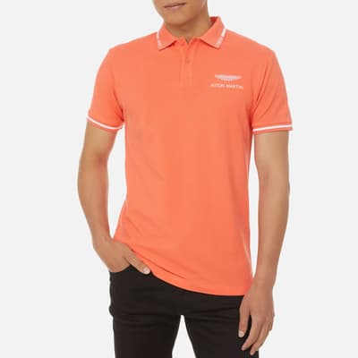 Orange AMR Colour Block Cotton Polo Shirt