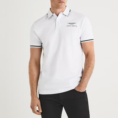 White AMR Contrast Tipping Cotton Polo Shirt