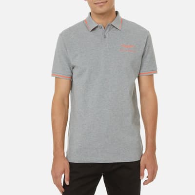 Grey AMR Contrast Tipping Cotton Polo Shirt