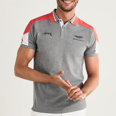 Grey AMR Contrast Design Cotton Polo Shirt
