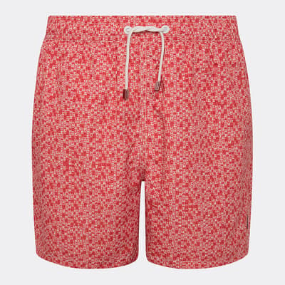 Red All Over Print Swim Shorts